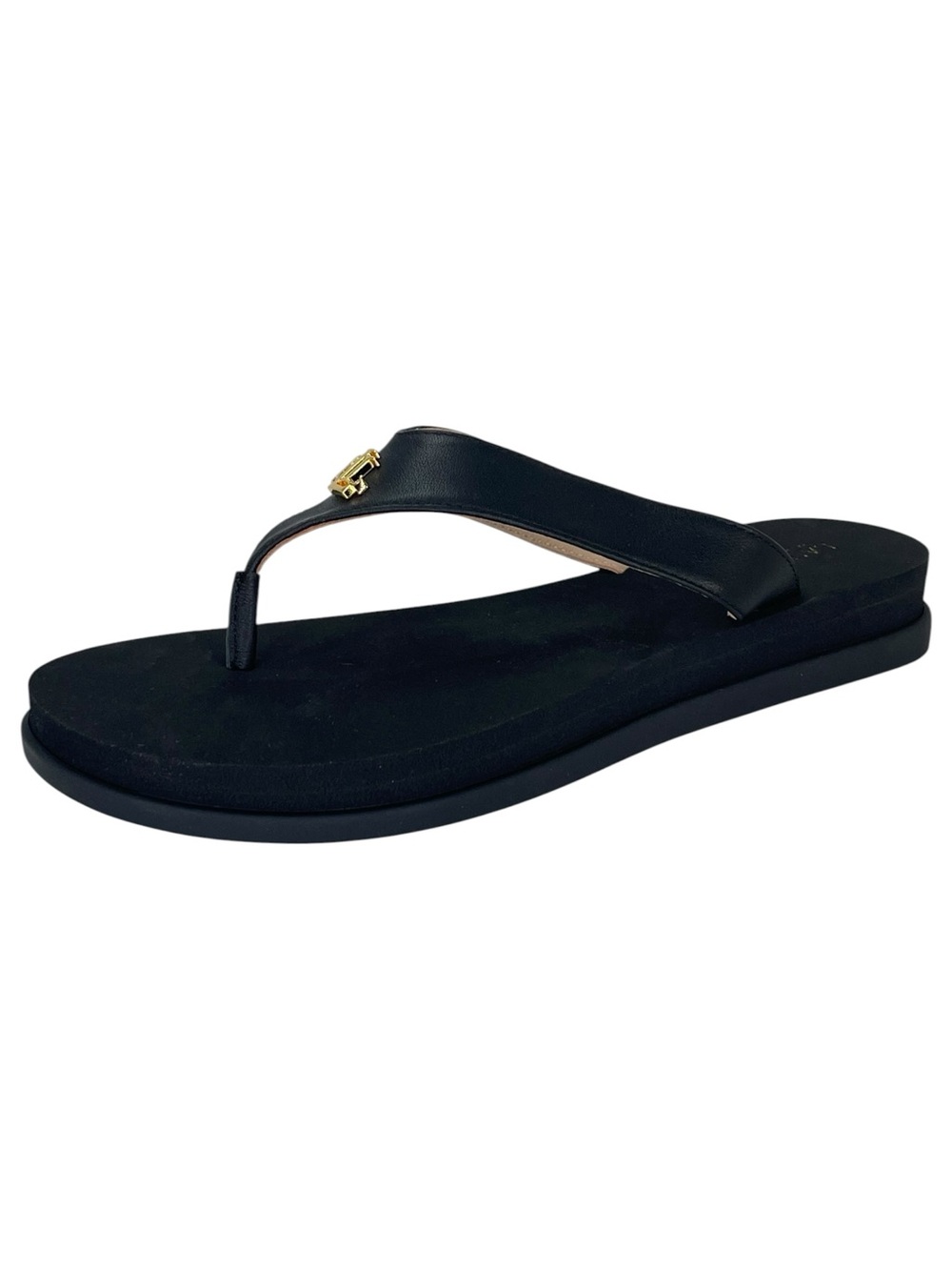 Lauren Ralph Lauren Regina Black Nappa Leather Womens Thong Sandals Size 10M - Picture 2 of 10